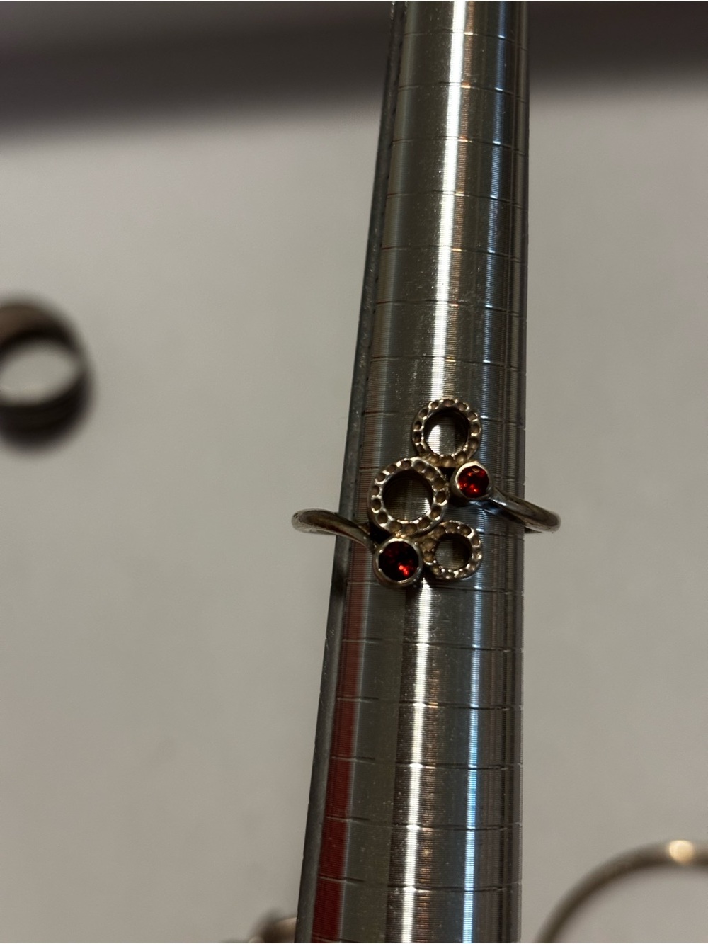 Delicate Gold-Tone Ring with Red Gem Accents
